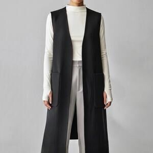 Zara Wool Blend Duster Vest Quiet Luxury Corpcore Capsule Minimalist Longline S